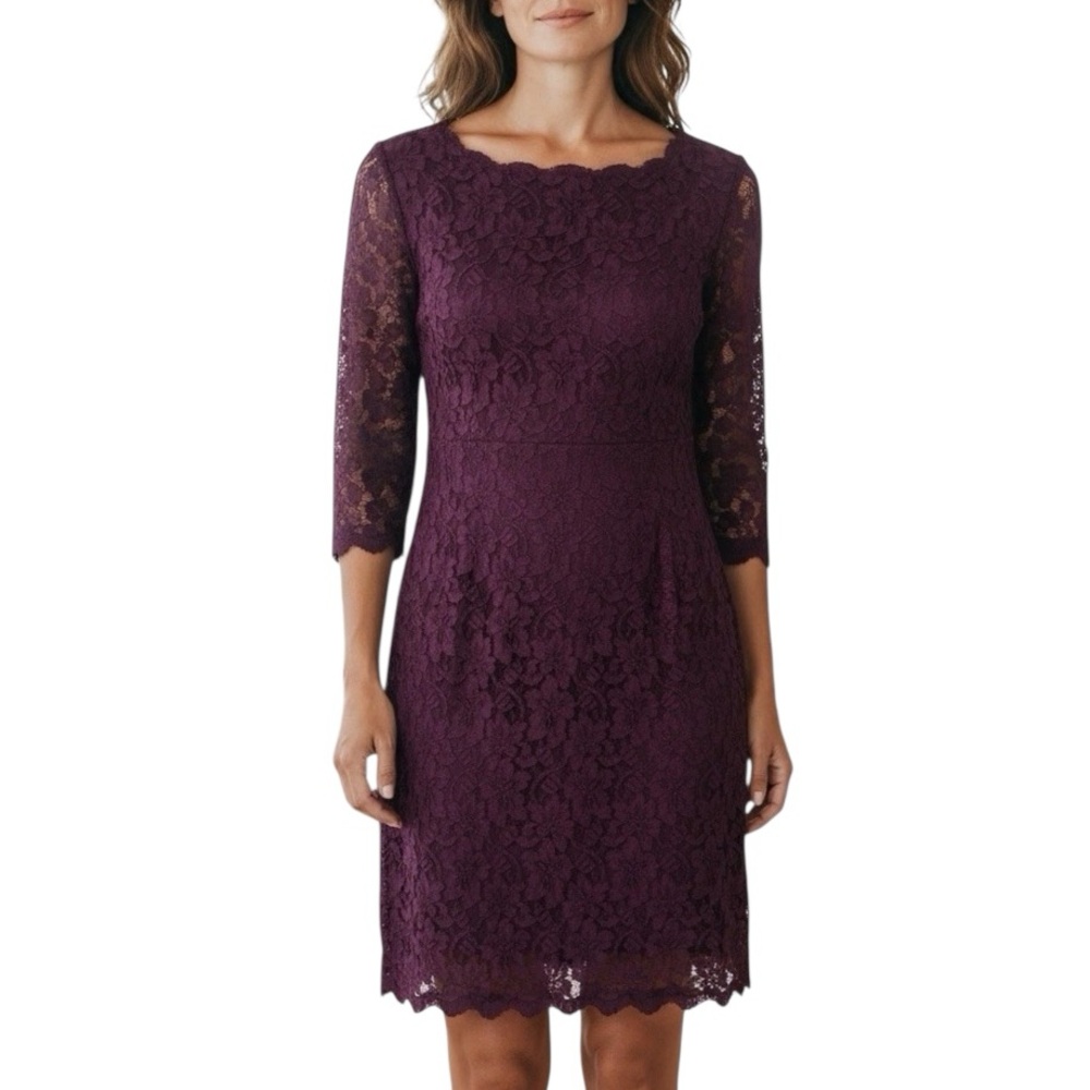 Diane Von Furstenberg DVF Zarita Lace Dress Maroon Size 12 NWT